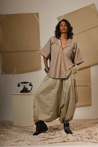 TB Set - Notch Collar Top with Harem Pants - Prathaa Weaving Traditions