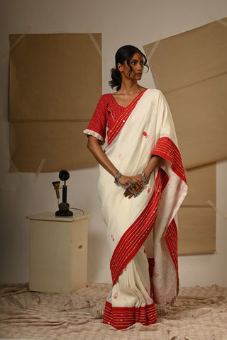 TB Shvet Saree - Prathaa - weaving traditions