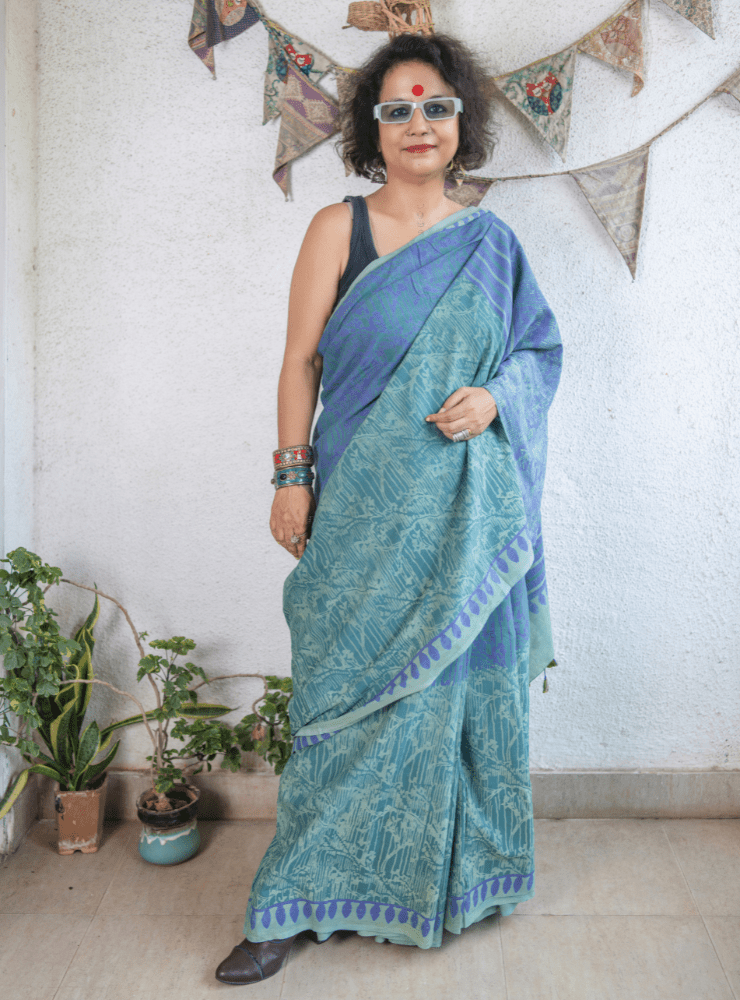 Vanika Saree | Batik Print Handloom Cotton Saree - Prathaa - weaving traditions