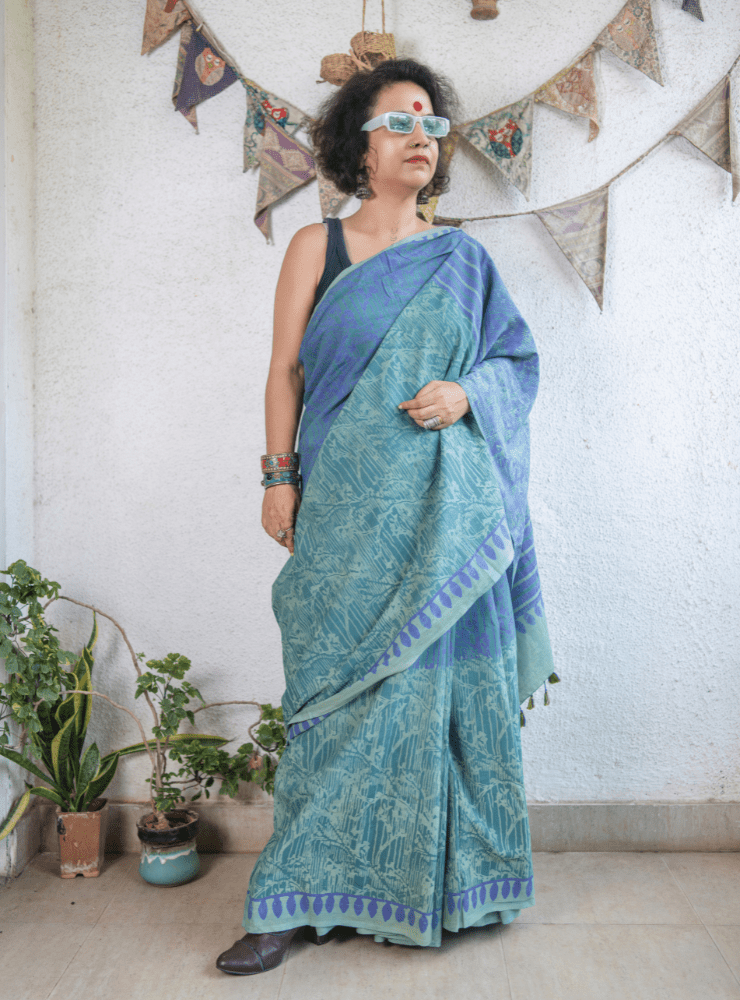 Vanika Saree | Batik Print Handloom Cotton Saree - Prathaa - weaving traditions