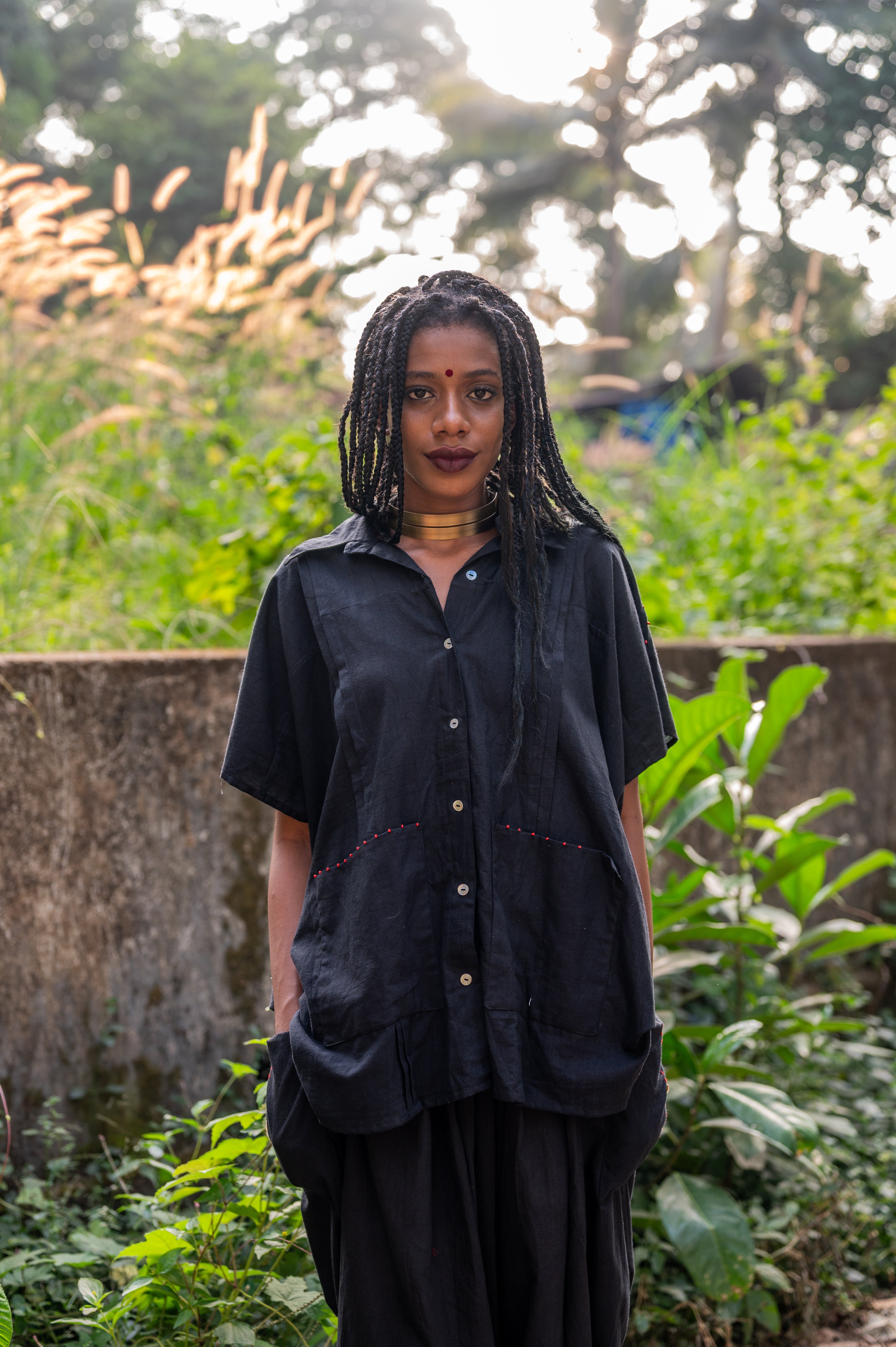 White Handloom Cotton Shvet Kaftan Shirt - Prathaa - weaving traditions