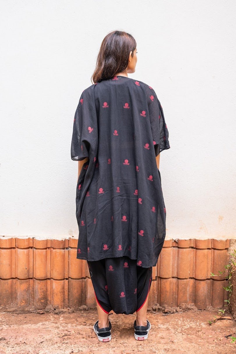 White Jamdani Shvet Cotton Kaftan and Dhoti Set - Prathaa - weaving traditions