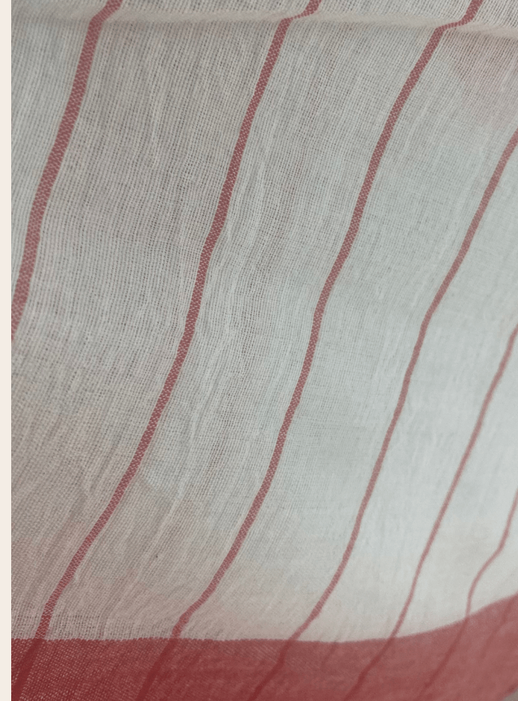 White Red Jamdani Saree - Prathaa - weaving traditions