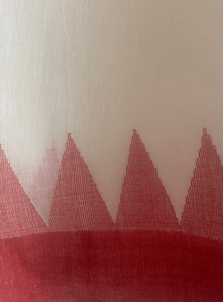 White Red Jamdani Saree - Prathaa - weaving traditions