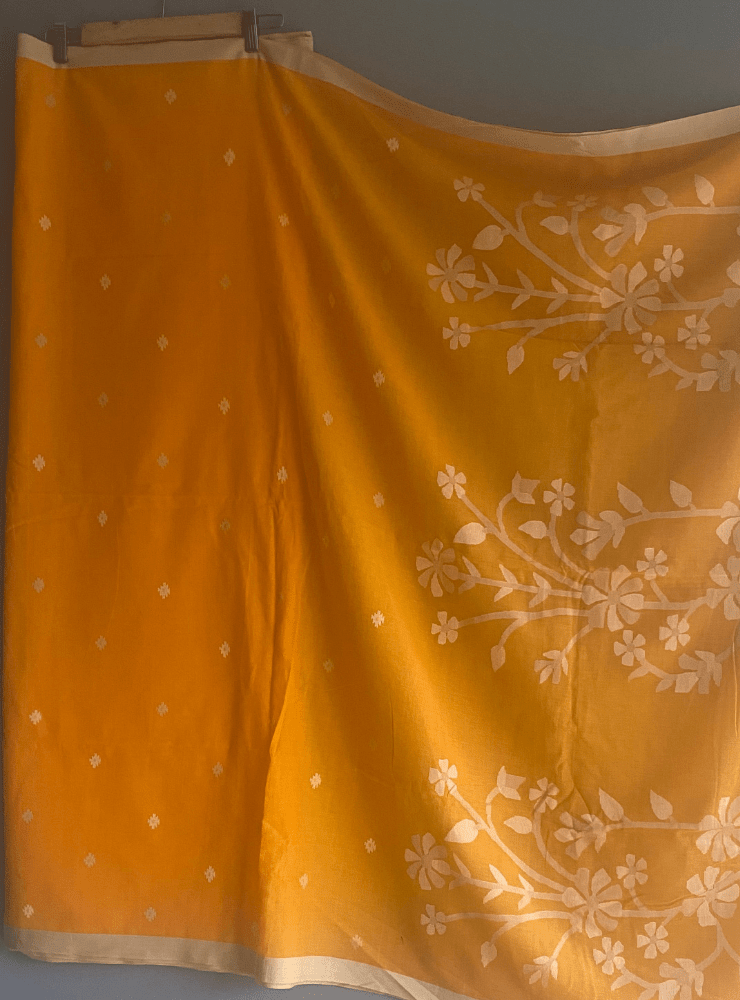 Yellow Jamdani Saree - Prathaa - weaving traditions