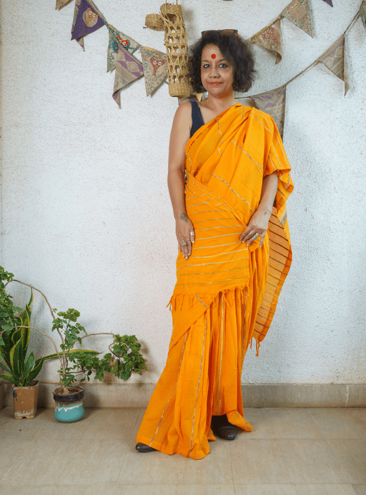 Yellow Khesh Skirt Saree - Prathaa - weaving traditions