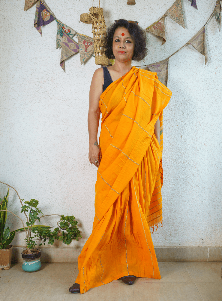 Yellow Khesh Skirt Saree - Prathaa - weaving traditions