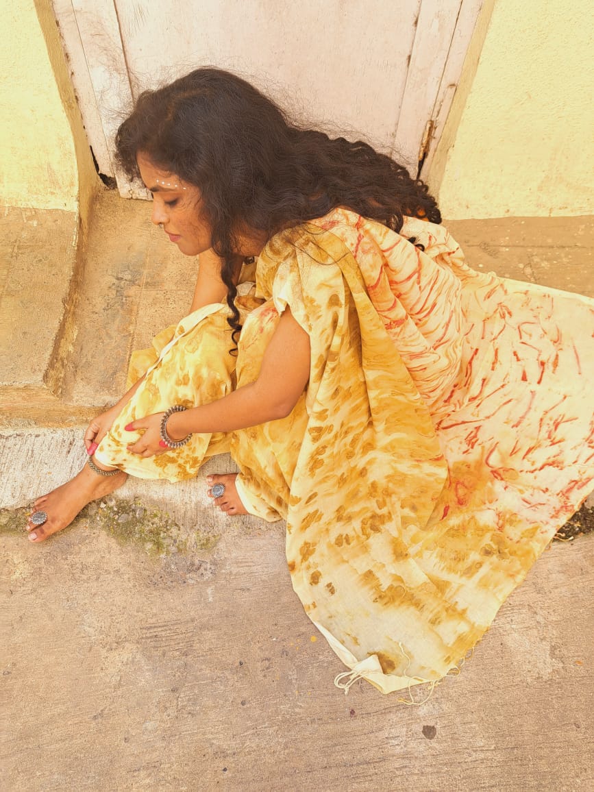 One of it’s kind- Eco printed Saree - Prathaa - weaving traditions