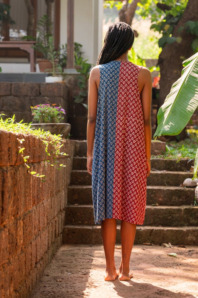 Half and half block printed Dress - Prathaa - weaving traditions