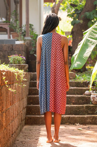 Half and half block printed Dress - Prathaa - weaving traditions