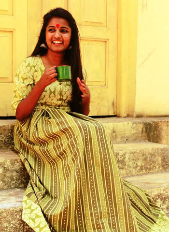 Olive Green Dress Dress Prathaa Weaving Traditions