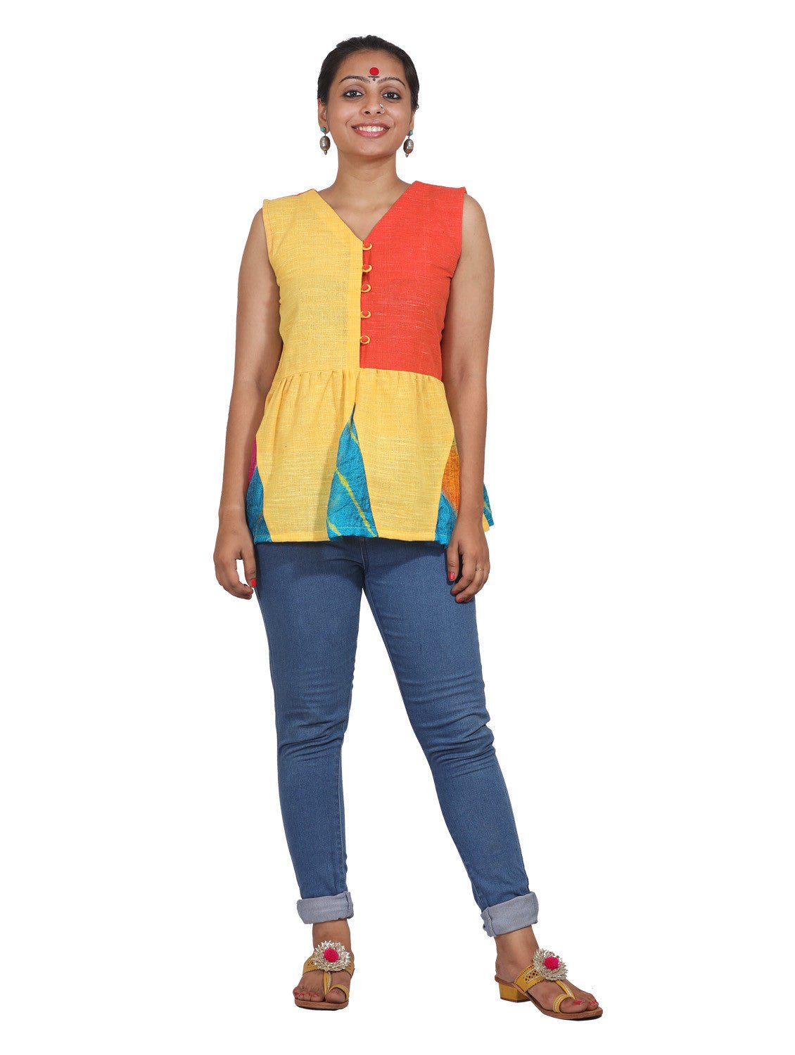 Dress - Color Block Peplum Top - Prathaa