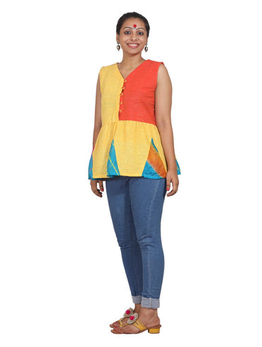 Dress - Color Block Peplum Top - Prathaa
