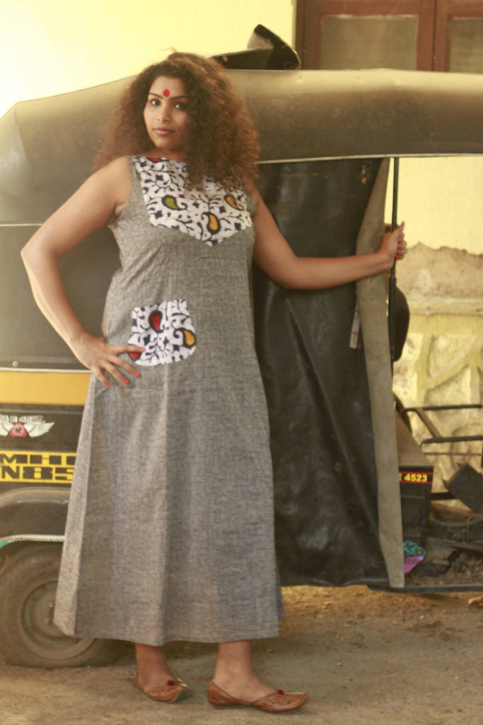 Dress - Grey dress with yoke - Prathaa