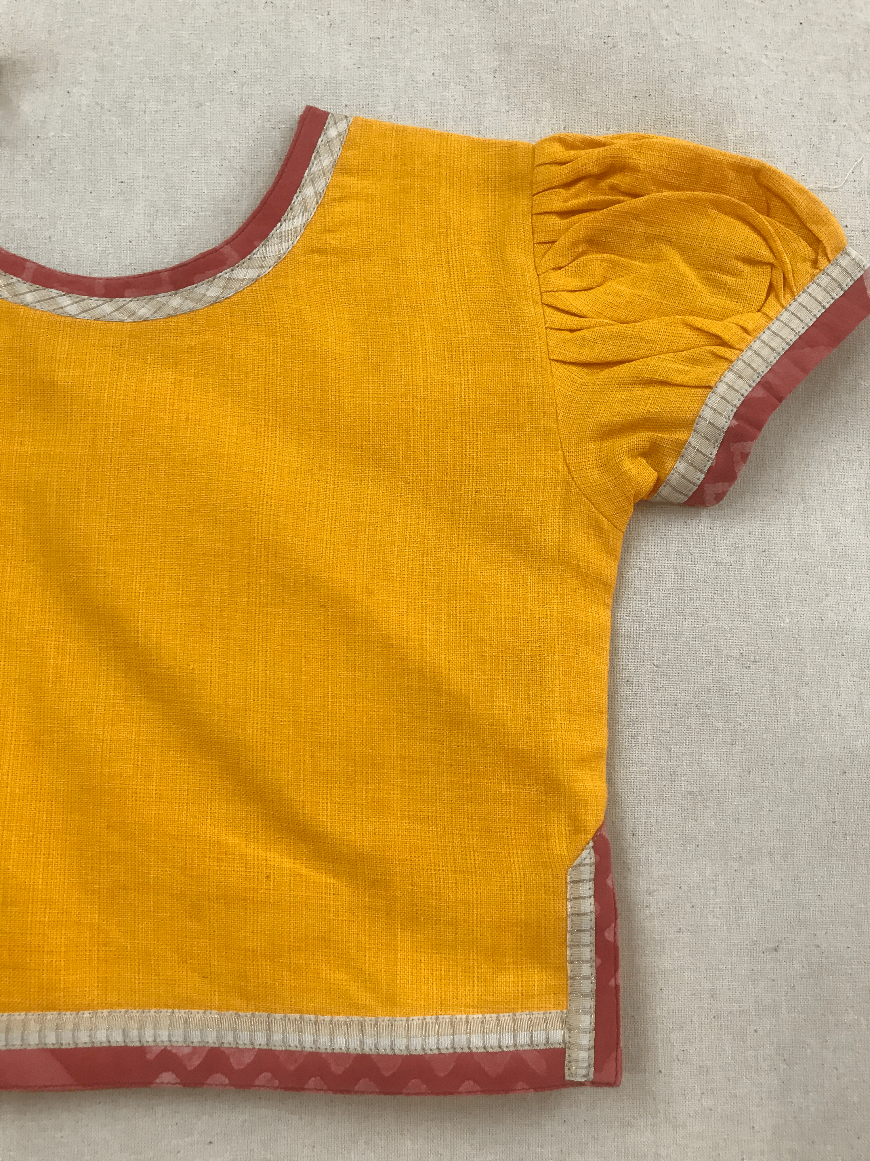 Kids Yellow Handloom Choli Blouse - Prathaa - weaving traditions