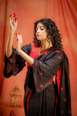 Saanjh: Jamdani flared sleeves blouse; Prathaa