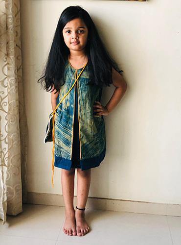 Ajrakh Kala Cotton Kids Dress - Prathaa - weaving traditions