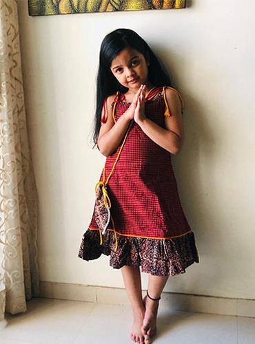 Ajrakh Kids Dress - Prathaa - weaving traditions