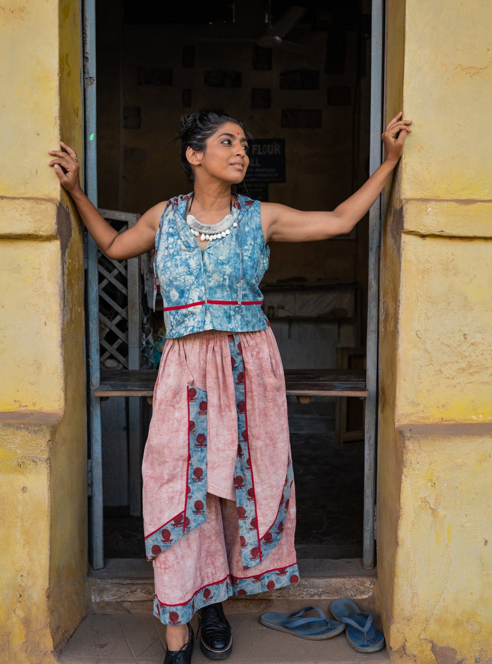 Bawra:- Layered Pants in Pink Puthai - Prathaa - weaving traditions