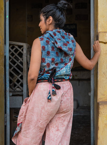 Bawra:- Layered Pants in Pink Puthai - Prathaa - weaving traditions