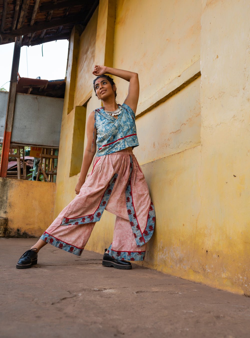 Bawra:- Layered Pants in Pink Puthai - Prathaa - weaving traditions