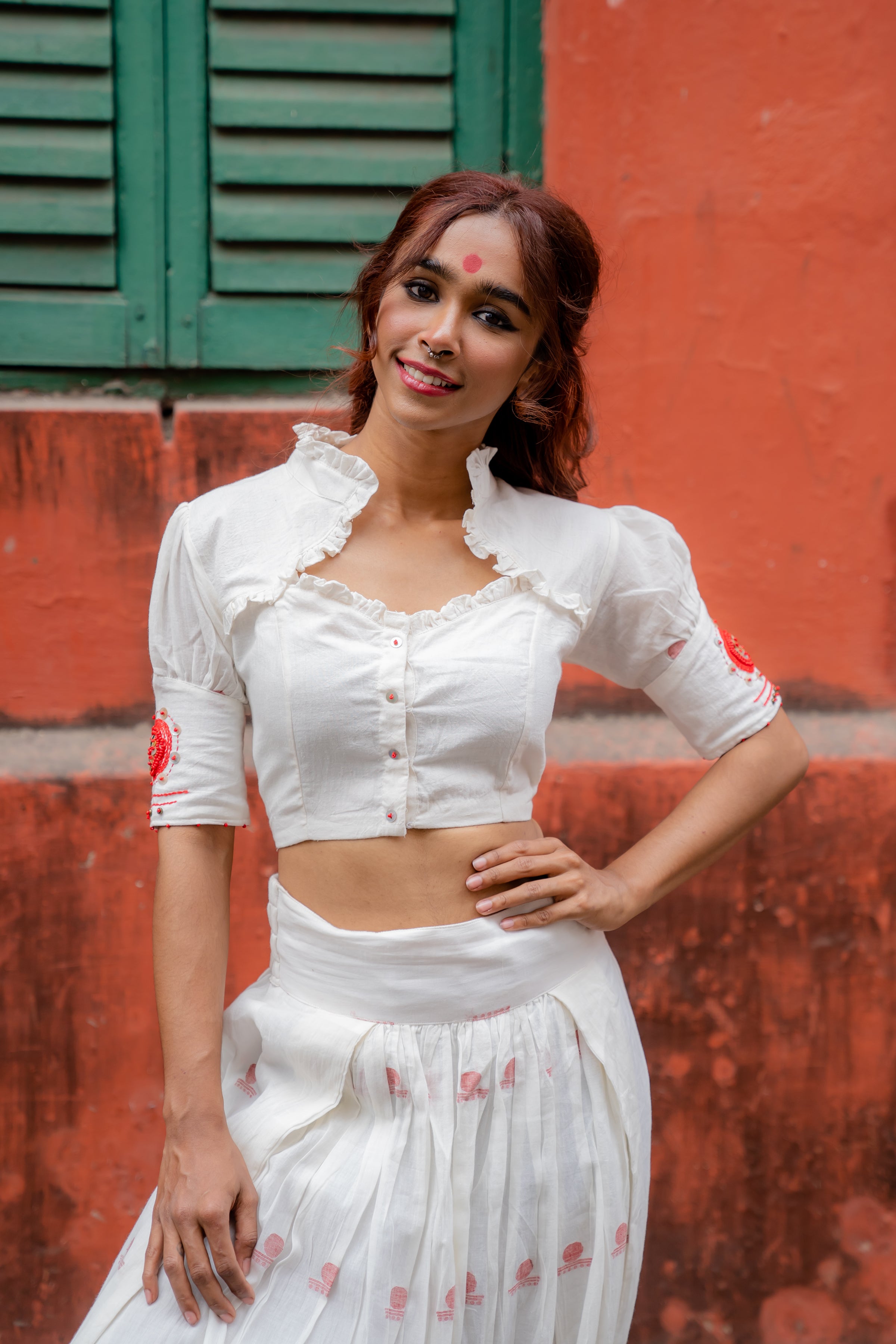 Shvet Victorian Handloom white cotton blouse