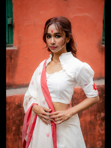 Buy Prathaa Pink khesh blouse with grey khesh umbrella sleeves, Blouses  Womens Readymade at