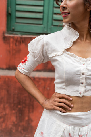 Shvet Victorian Handloom white cotton blouse