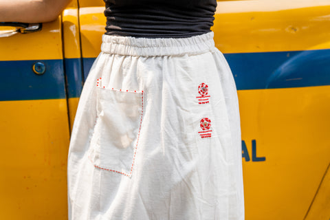 Shvet Lungi White Skirt - Organic Fashion- Bindi Collection