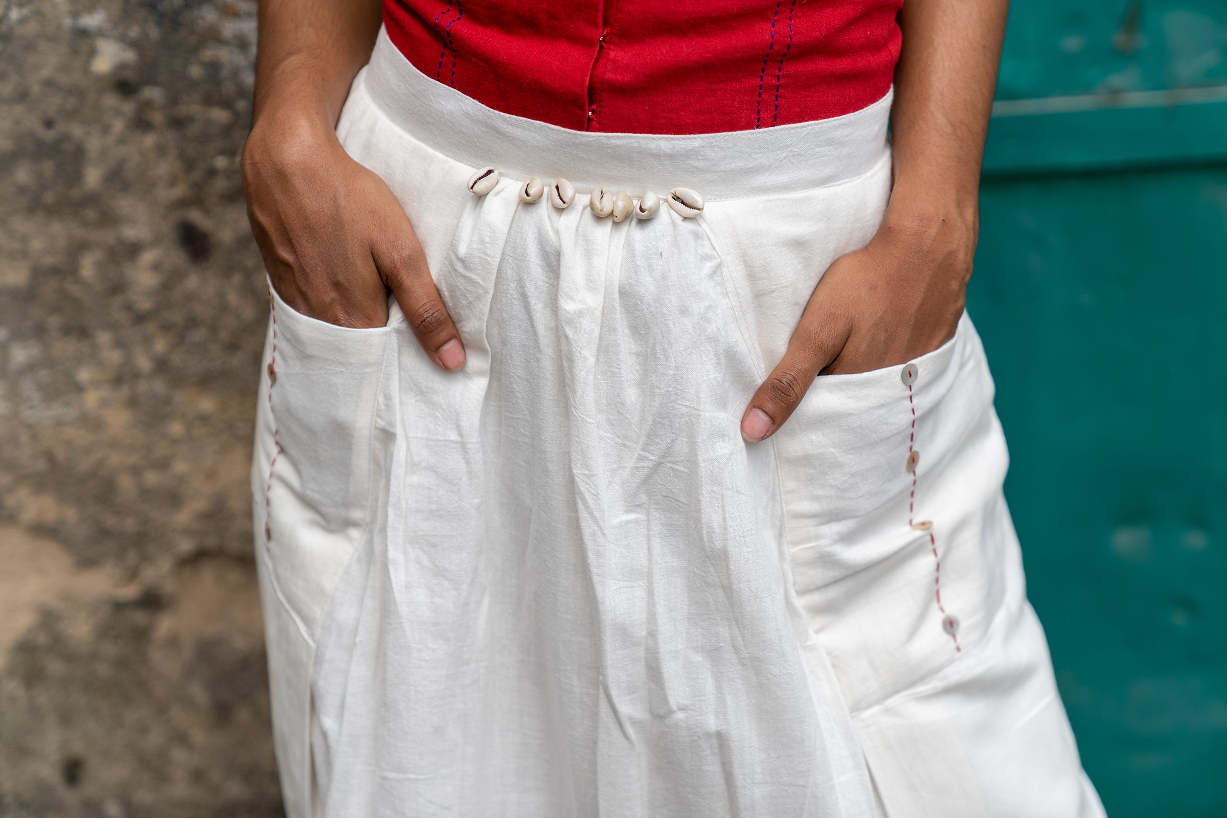 SHVET- Handloom COTTON MUL WHITE DHOTI