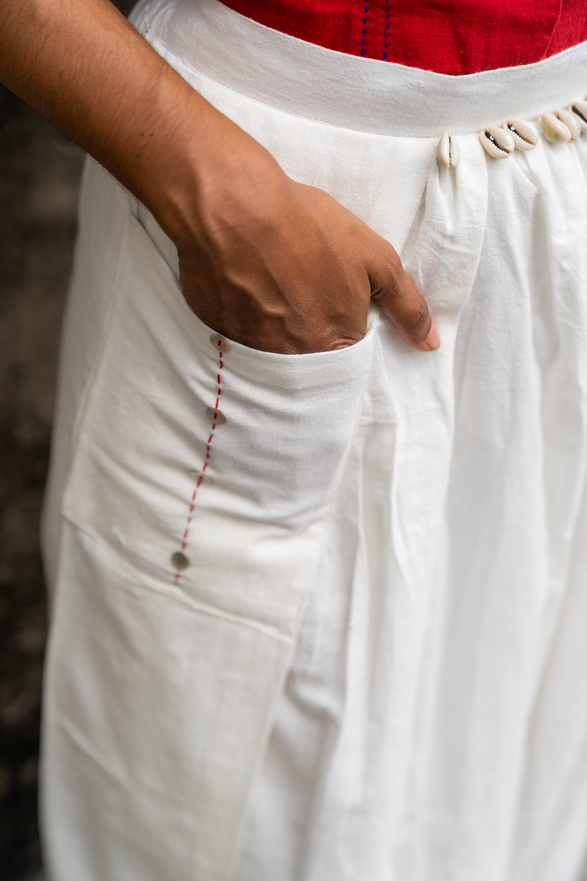 SHVET- Handloom COTTON MUL WHITE DHOTI