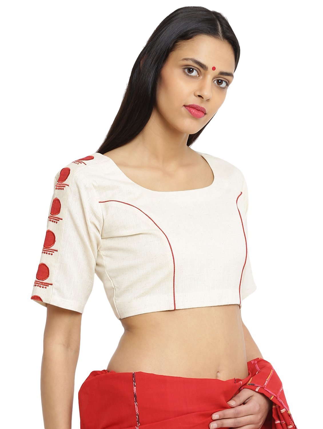 Off-white handspun handwoven Princess Blouse - Prathaa - weaving traditions | festival outfits | blouse for handloom sarees