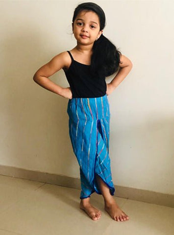 Kids Turquoise Dhoti Pants - Prathaa - weaving traditions