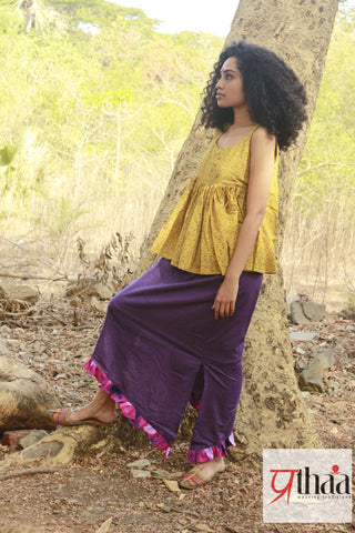 Bottom - Purple asymmetrical skirt - Prathaa