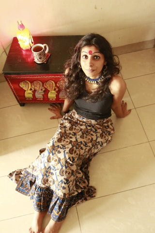 Bottom - Kalamkari frill skirt - Prathaa