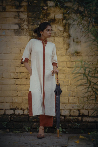 Kala Cotton Tunic with Ajrakh Pencil Pants-PRATHAA