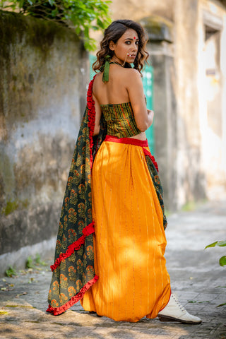 ''Anand Dhoti Drape'' Khesh & Mul Ajrakh-PRATHAA