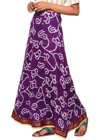Bottom - Purple panel skirt with border - Prathaa