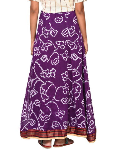 Bottom - Purple panel skirt with border - Prathaa