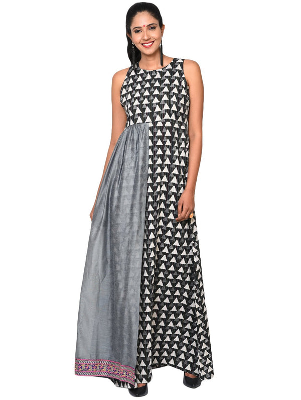 Dress - Grey Layered Maxi Dress - Prathaa