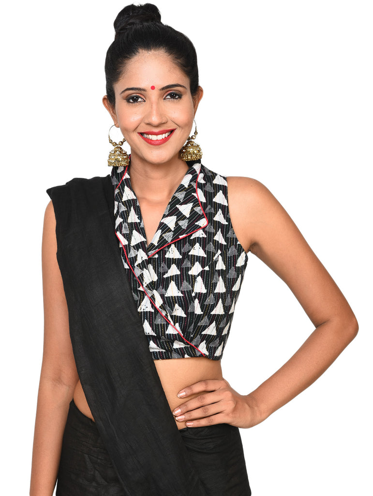 Blouse - Overlap blouse with jacket collar - Prathaa
