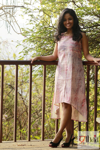 Dress - Smudge print asymmetrical dress - Prathaa