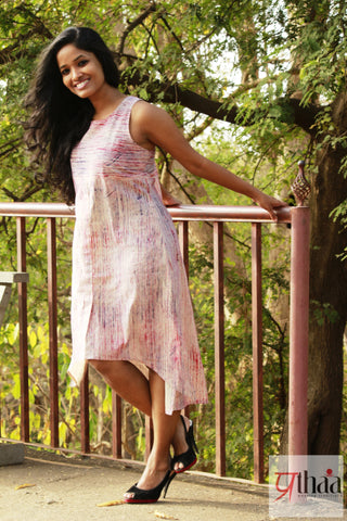 Dress - Smudge print asymmetrical dress - Prathaa