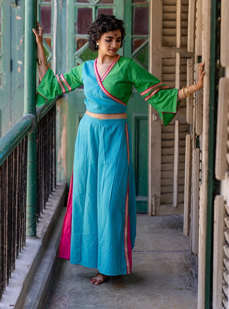 sky blue palazzo pants  | Prathaa | Handloom & Sustainable Clothing