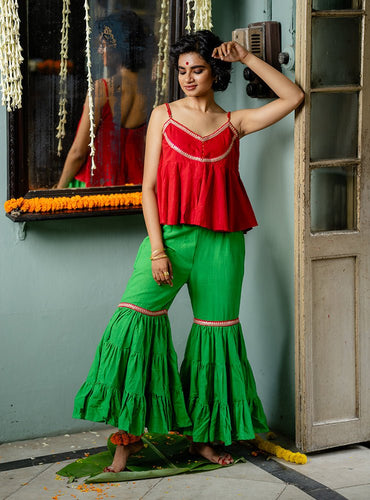 green sharara for mehndi | Prathaa | Handloom Dresses and Clothing