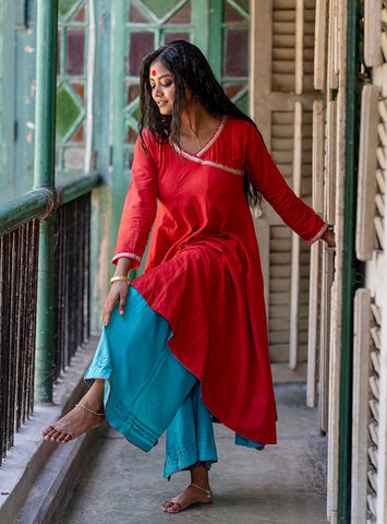 Red Tunic top | handloom top for women | Prathaa