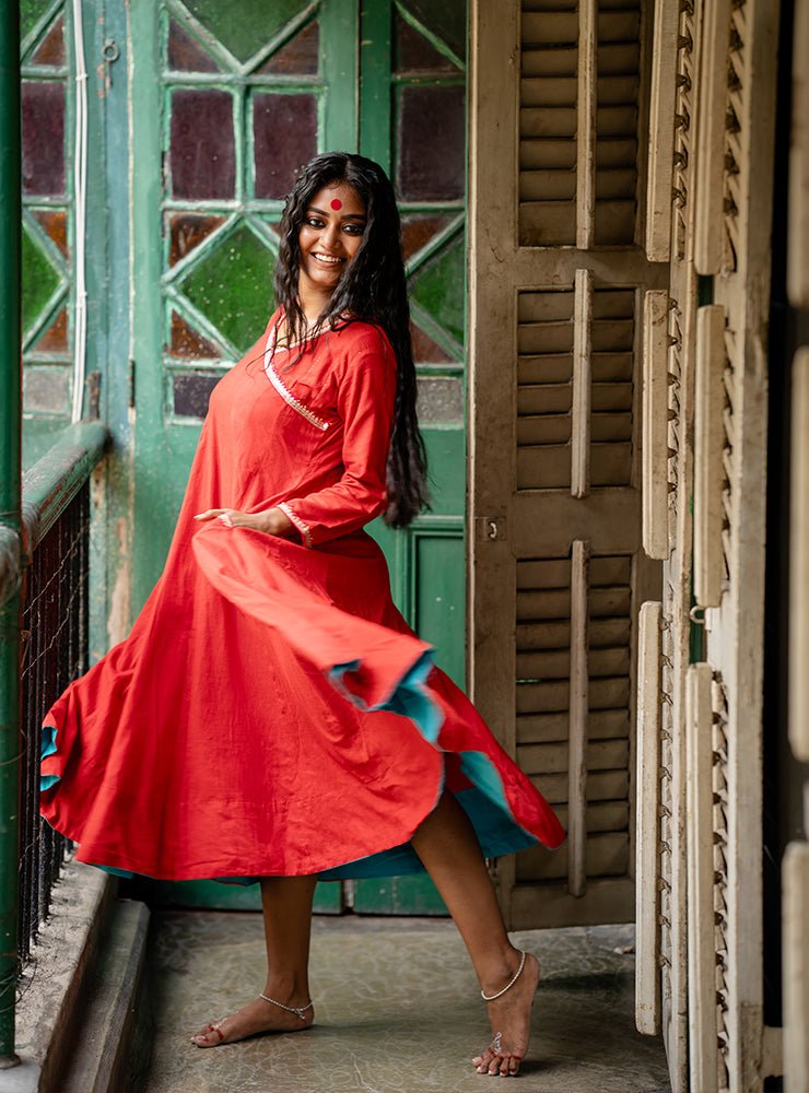 ANURAGI KALIDAR KURTA/DRESS - Prathaa - weaving traditions