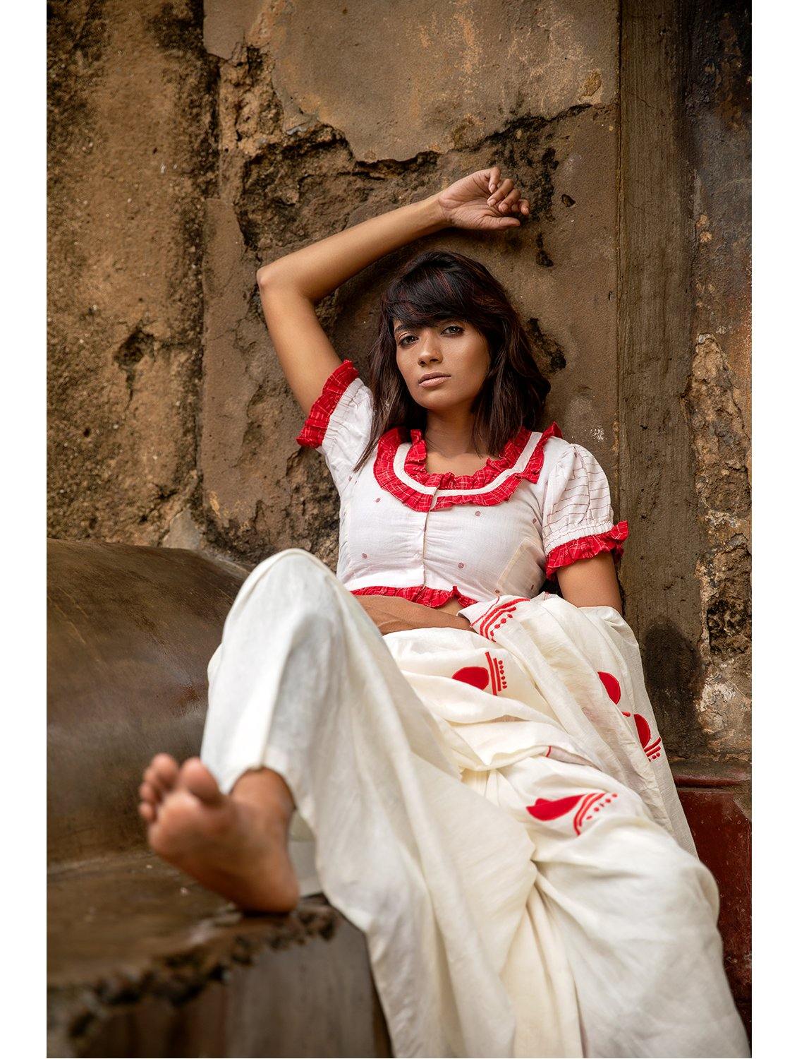 "Ghoti Haata" Jamdani Blouse - Prathaa - weaving traditions