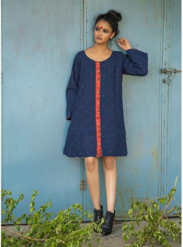 Reversible A-Line Patchwork Dress - Prathaa - weaving traditions