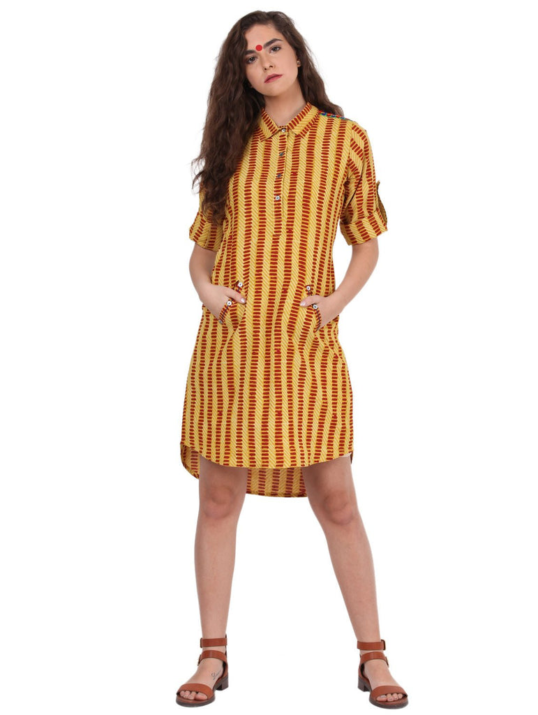Dress - Yellow shirt dress - Prathaa